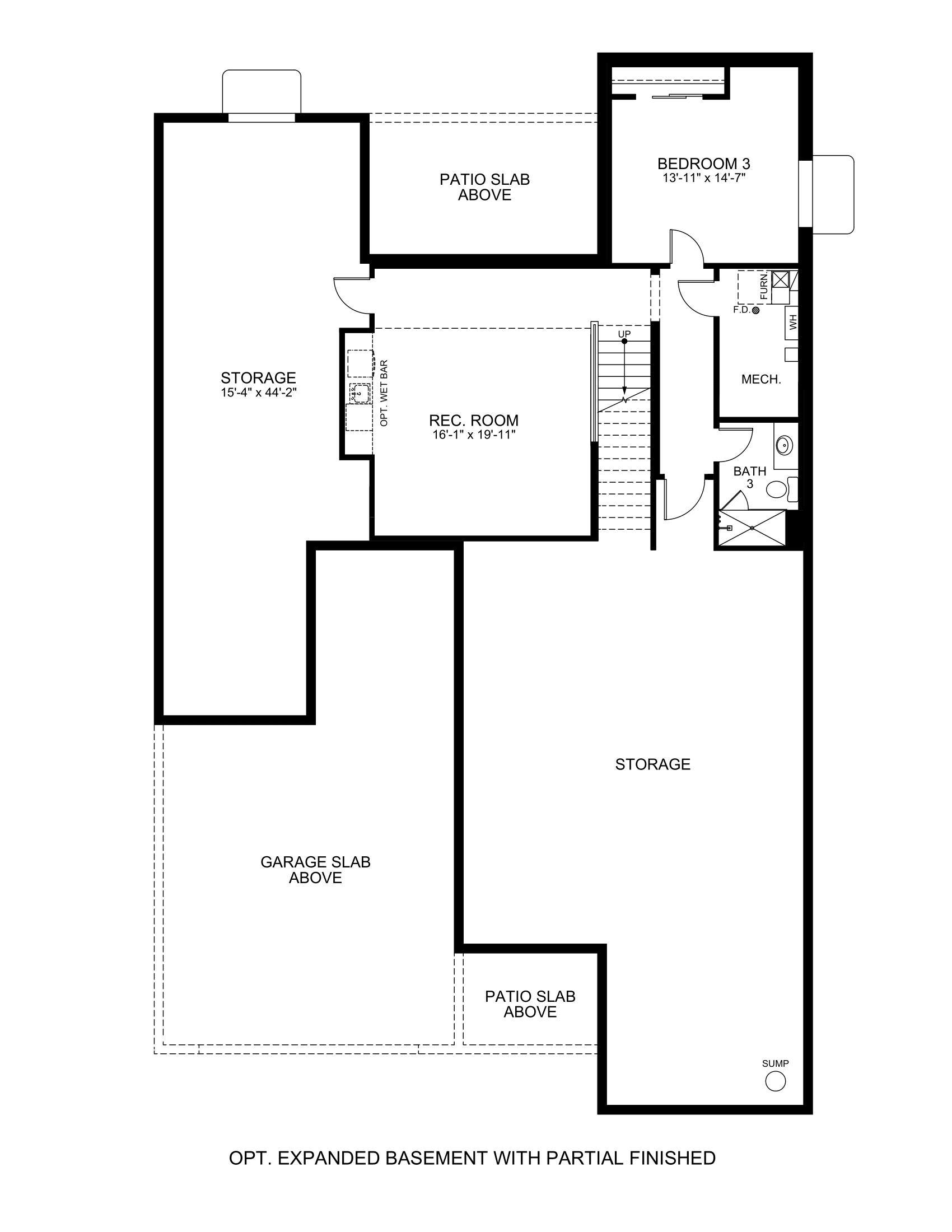Optional Expanded Basement with Partial Finished